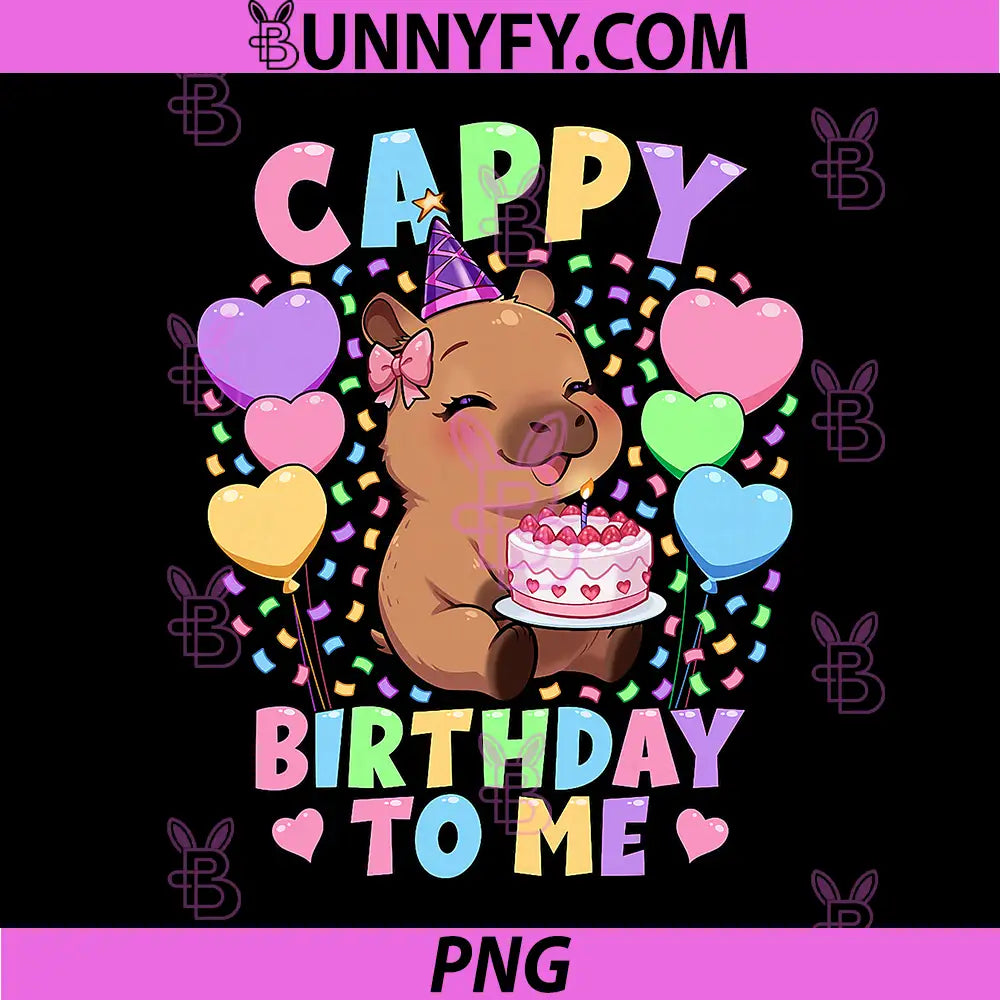 Capybara Birthday Kawaii PNG, Cappy Birthday to Me PNG