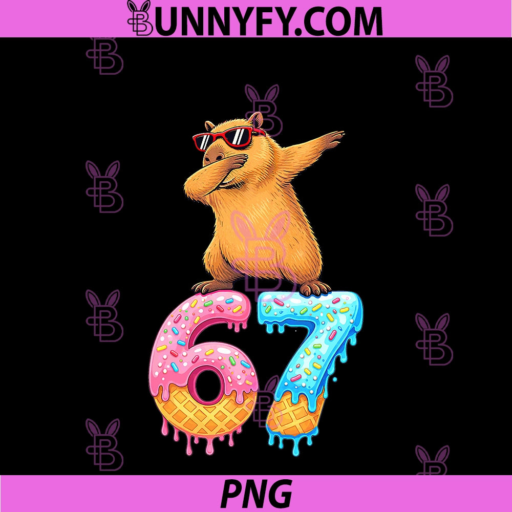 Capybara Dabbing 67 Ice Cream Drip PNG, 67 Birthday PNG