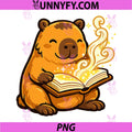 Cute Capybara Reading Magic Book PNG, Book Lover Animal PNG