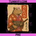 Capybara Samurai Japanese Art PNG, Warrior Capybara Kimono Sword PNG