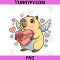 Capybara Valentine's Day Cupid PNG, Funny Cavy Love Heart Graphic PNG