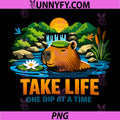 Capybara Take Life One Dip At A Time PNG, Chill Animal Quote PNG