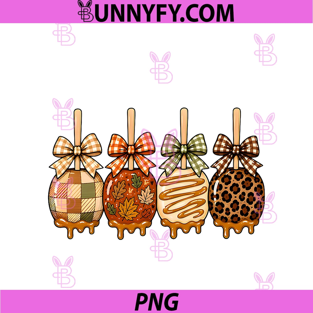 Caramel Apple Pops Fall Treat PNG, Design For Book Lovers Autumn PNG