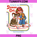 Caring for Your Demon Cat PNG, Retro Vintage Funny Adult Humor PNG