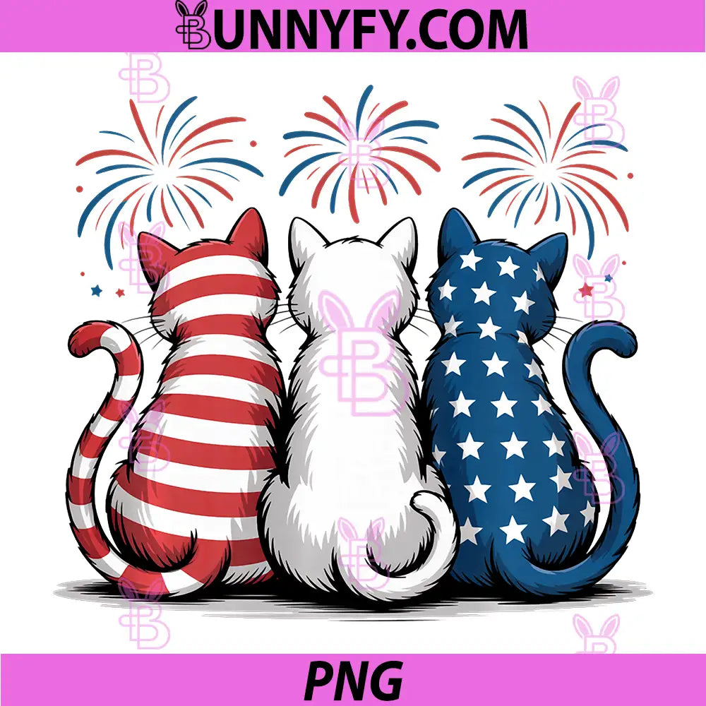 Cat American Flag Fireworks PNG, Patriotic USA 4th of July Performance PNG