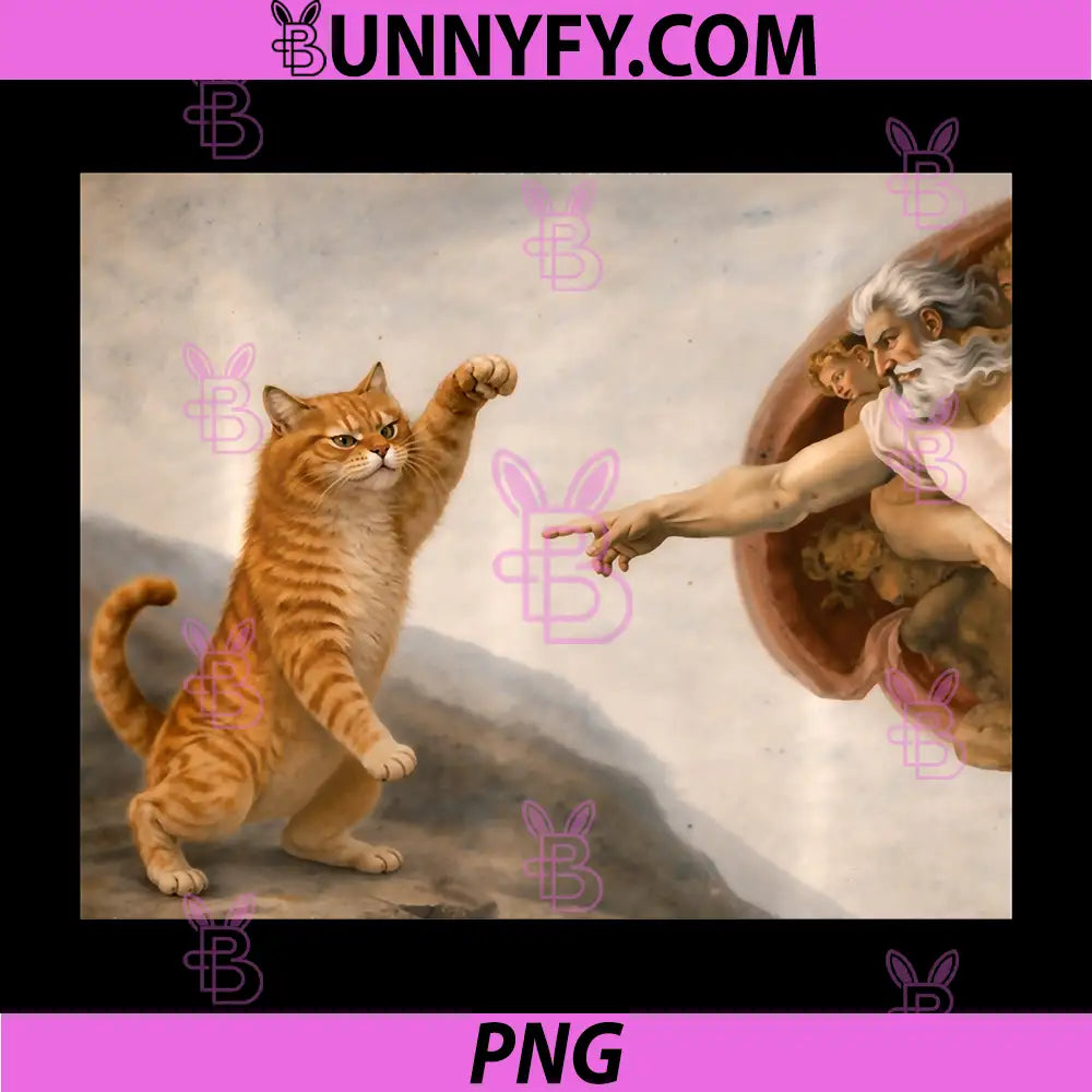 Cat God Creation of Adam PNG, Meme Cat Lover PNG, Kitten Owner Kitty PNG