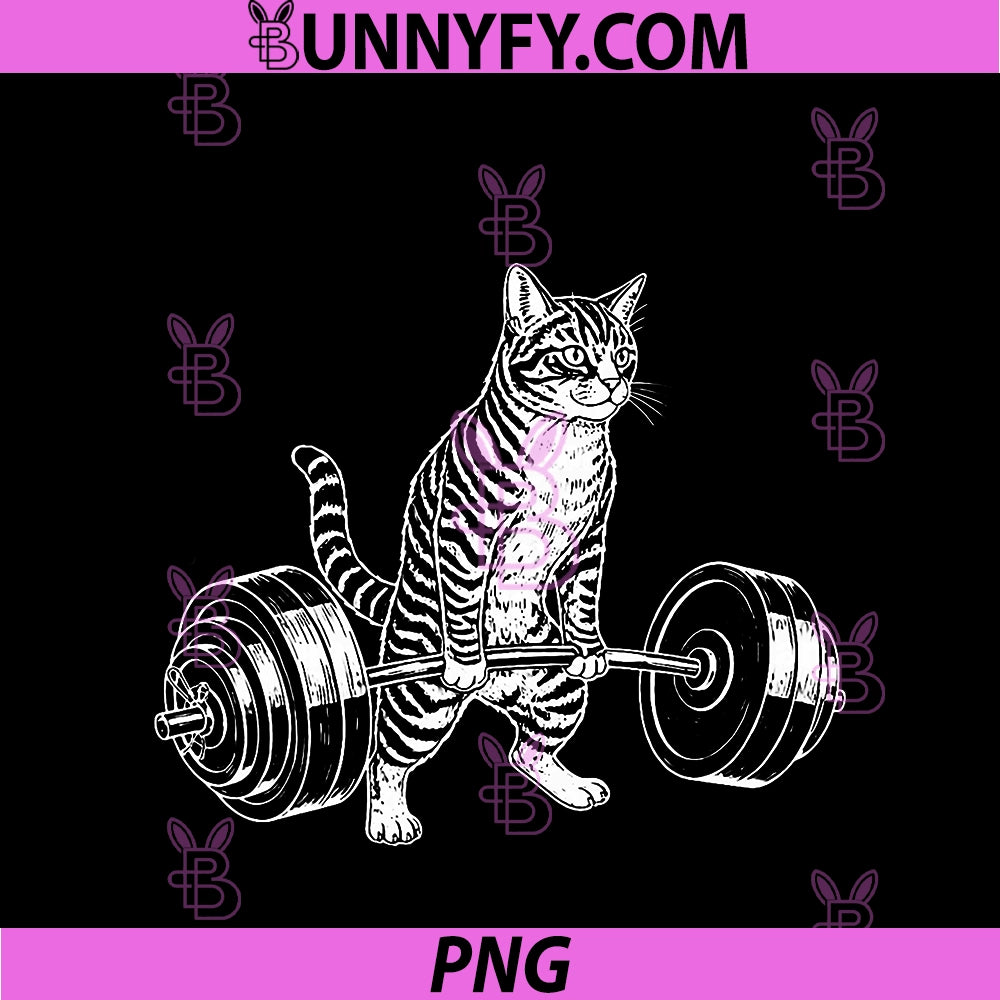Cat Gym PNG, Funny Deadlift Cat Meme PNG