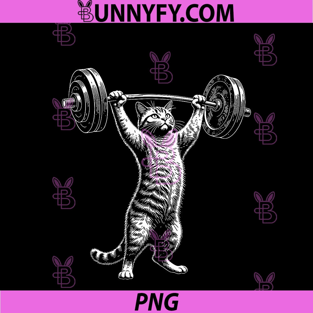 Cat Gym PNG, Funny Deadlift Cat Meme PNG