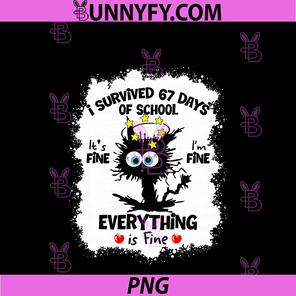 Cat I Survived 67 Days Of School PNG, Teachers Students Six Seven PNG