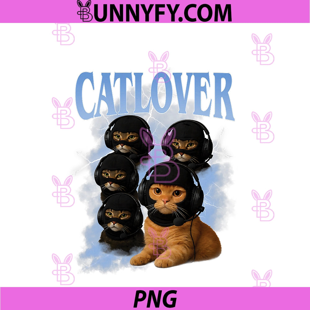 Cat Lover PNG, Gamer Gang In Balaclava Headsets Funny Meme PNG