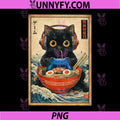 Cat Ramen Japanese PNG, Funny Graphic Tees Kawaii Cat PNG