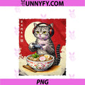 Cat Ramen Japanese PNG, Funny Kawaii Gamer Cat Anime Gifts PNG