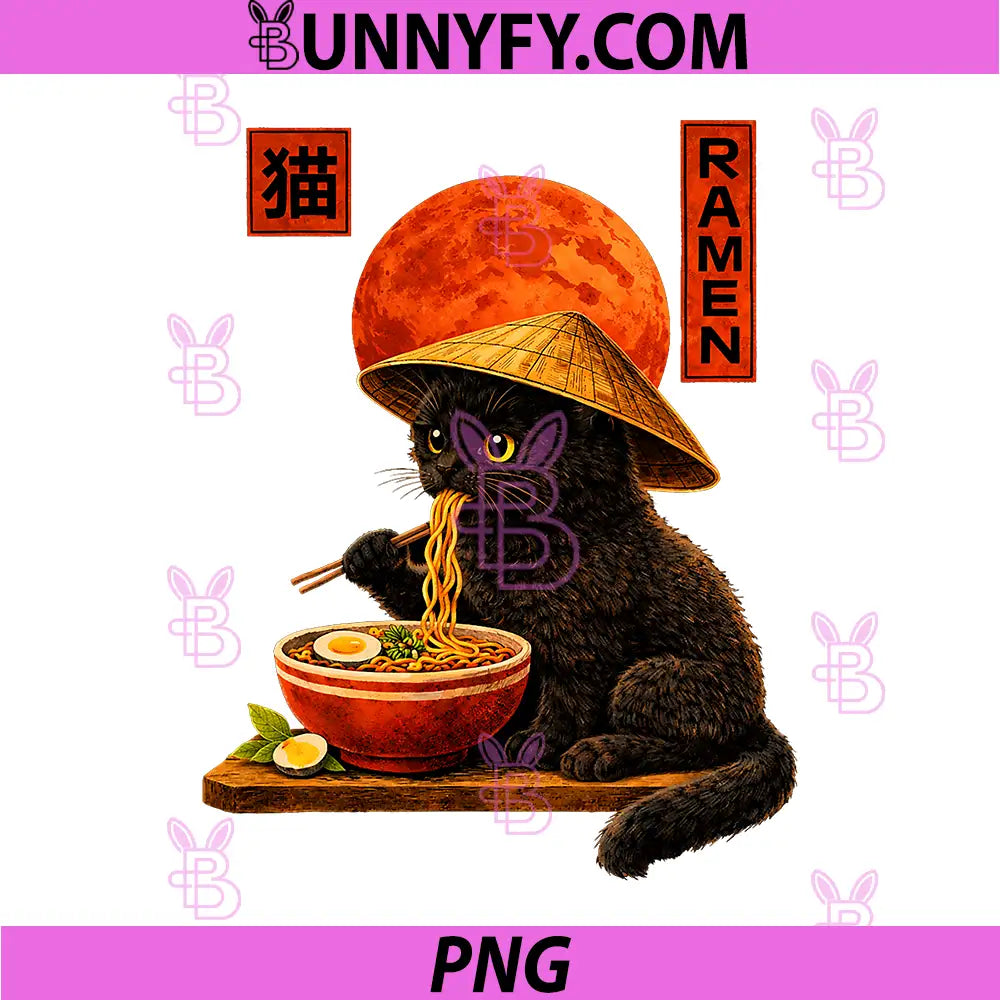 Cat Ramen Kitten Japanese Art PNG, Funny Anime Graphic Kawaii PNG