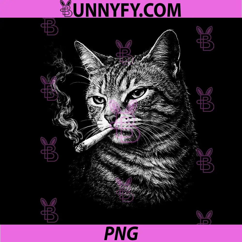 Cat Smoking Cigarette PNG, Funny Animal Face Meme Vintage PNG