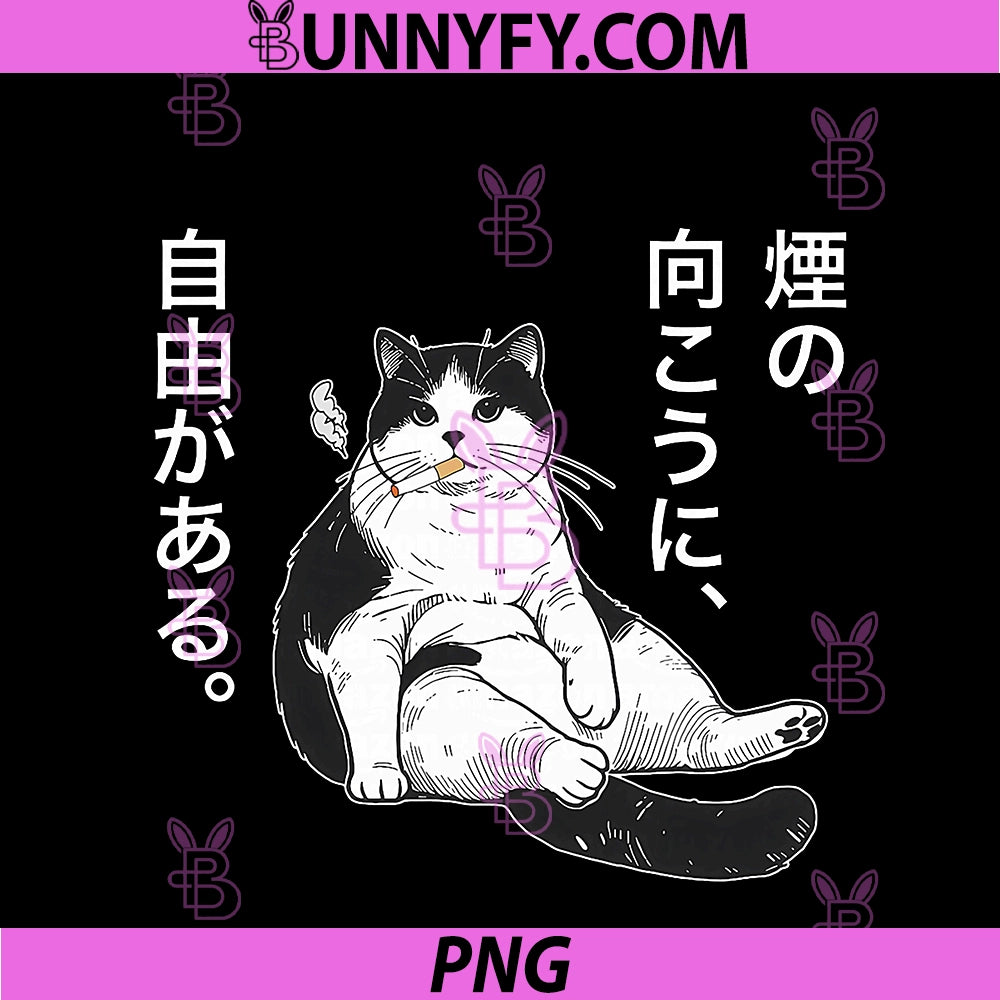 Cat Smoking PNG, Cigarette Japanese Funny Cat Meme PNG