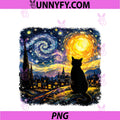 Cat Starry Night Van Gogh PNG, Cat For Cat Lover Cat Mom Cat Dad Performance PNG