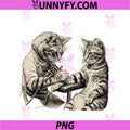 Cat Tattooing Cat PNG, Funny Meme Inked Kitty Humor Tattoo Artist PNG