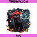 Cat Tshirt, Starry Night Cat, Womens Cat PNG, Van Gogh Cat Performance PNG