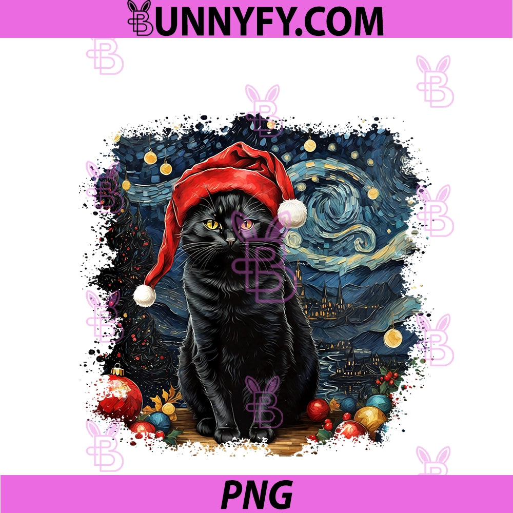 Cat Tshirt, Starry Night Cat, Womens Cat PNG, Van Gogh Cat Performance PNG