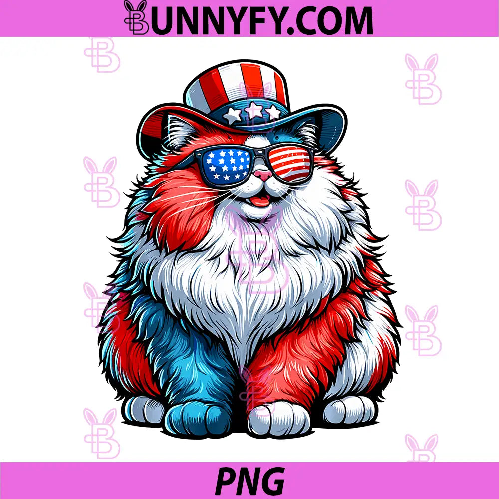 Cat USA Flag Patriotic 4th of July PNG, Cute Cat Lover Performance PNG