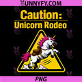 Caution Unicorn Rodeo PNG, Caution Sign Bucking Unicorn PNG