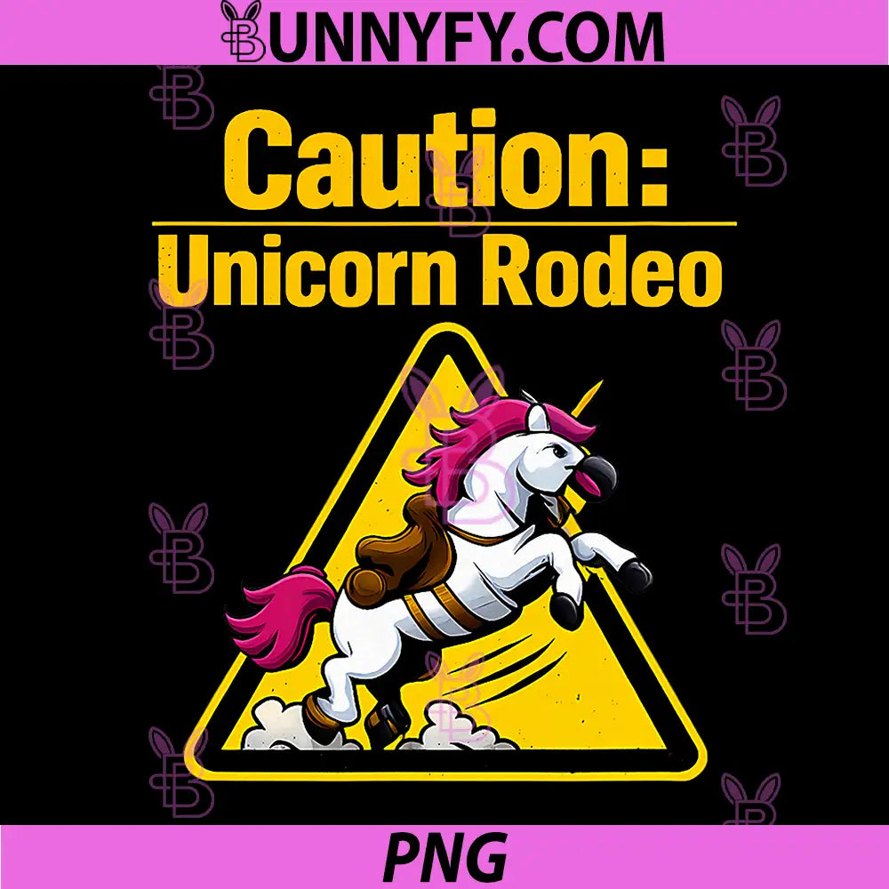 Caution Unicorn Rodeo PNG, Caution Sign Bucking Unicorn PNG
