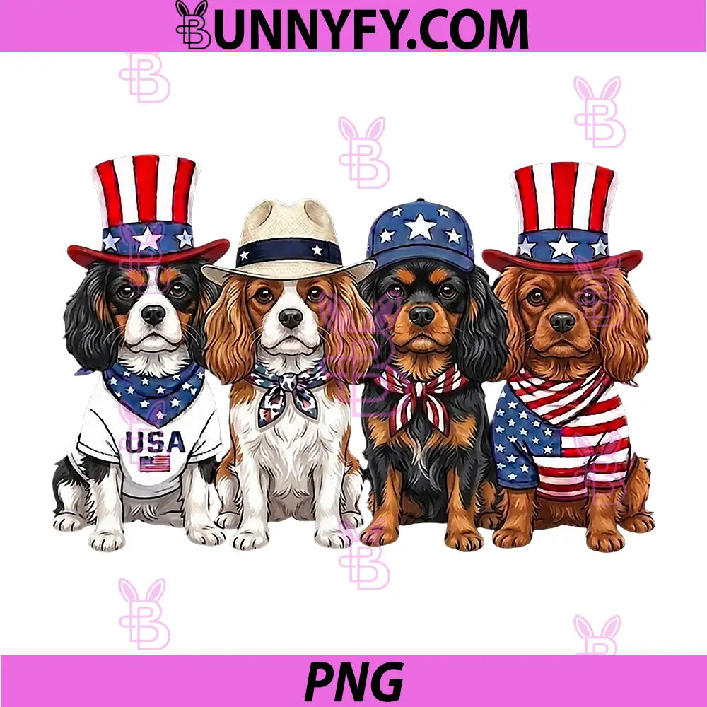 Cavalier King Charles 4th of July PNG, Patriotic Funny Dog Lovers PNG
