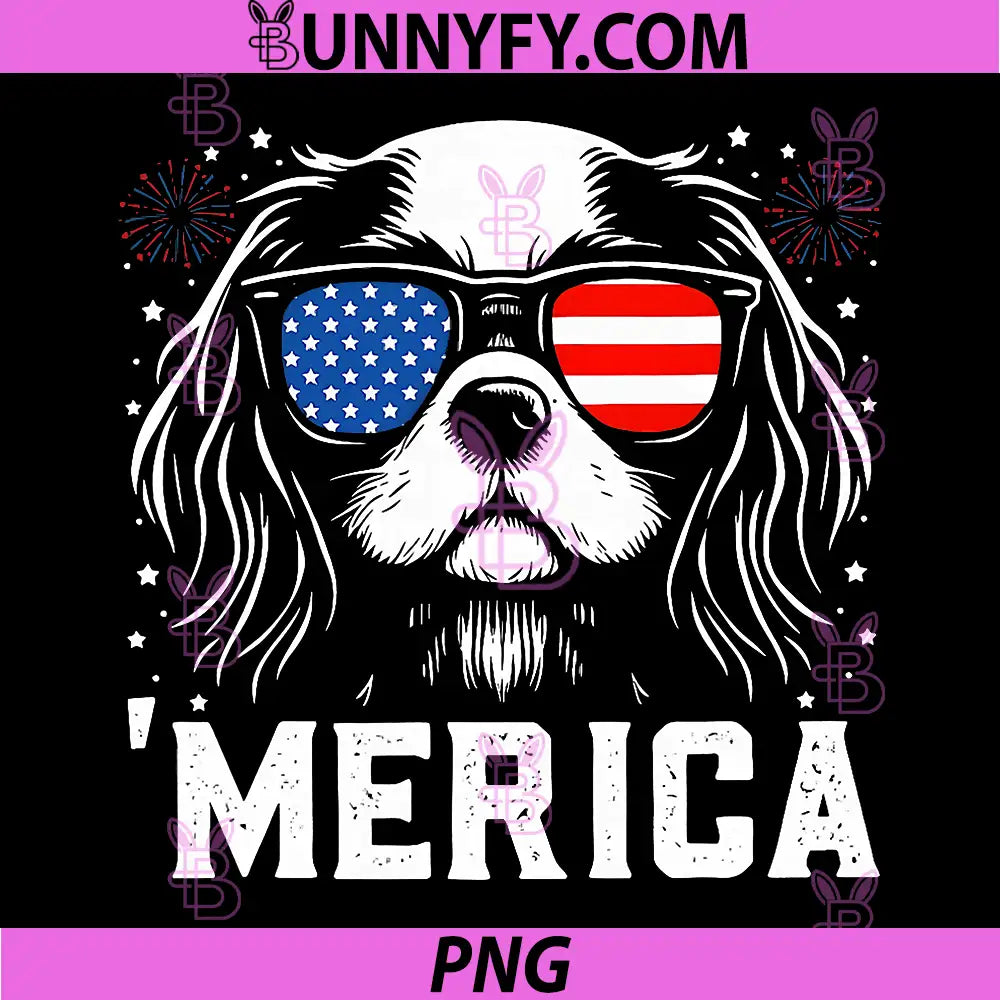 Cavalier King Charles Merica PNG, 4th of July PNG