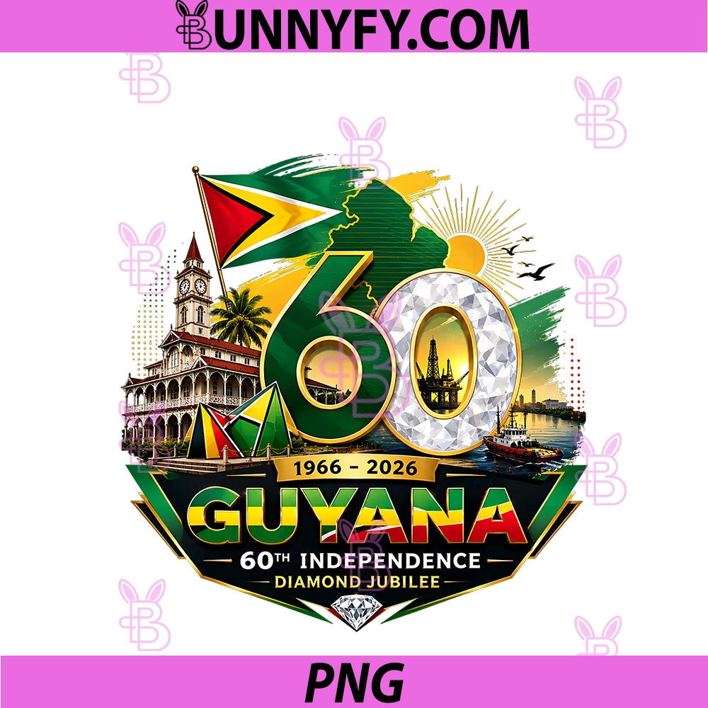 Celebrating 60 Years PNG, Of Independence Guyana Diamond Jubilee PNG