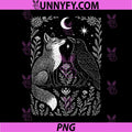 Celestial Floral Fox & Crow PNG, Moon Astrology Wildlife Nature PNG
