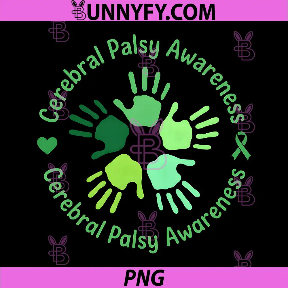 Cerebral Palsy Awareness Ribbon PNG, Support Squad Unity Hand PNG