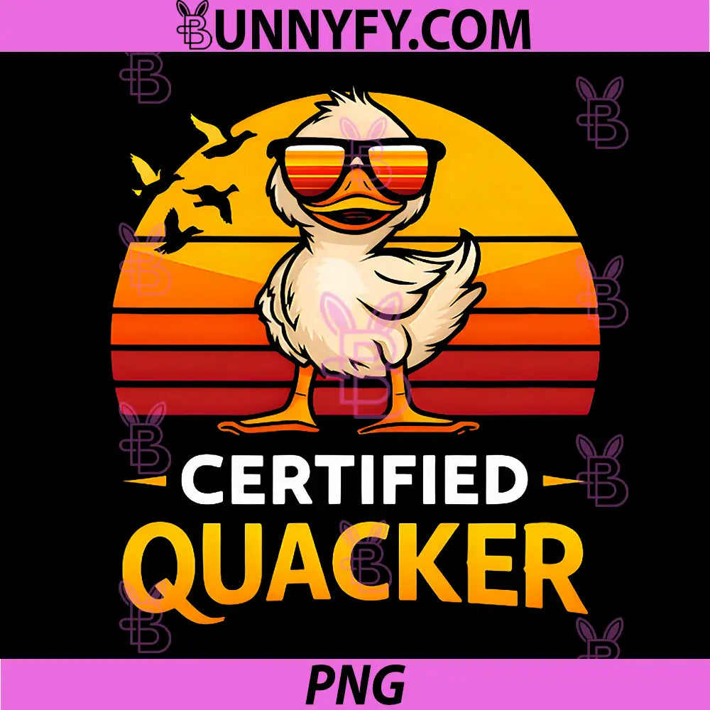 Certified Quacker PNG, Funny Duck Humor Bird Lover Retro Style PNG