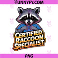 Certified Raccoon PNG, Specialist Funny Design PNG