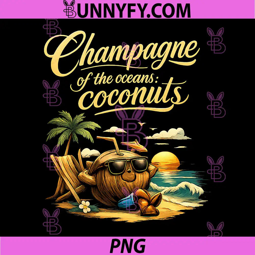 Champagne of The Oceans Coconuts PNG, Vacation Party PNG