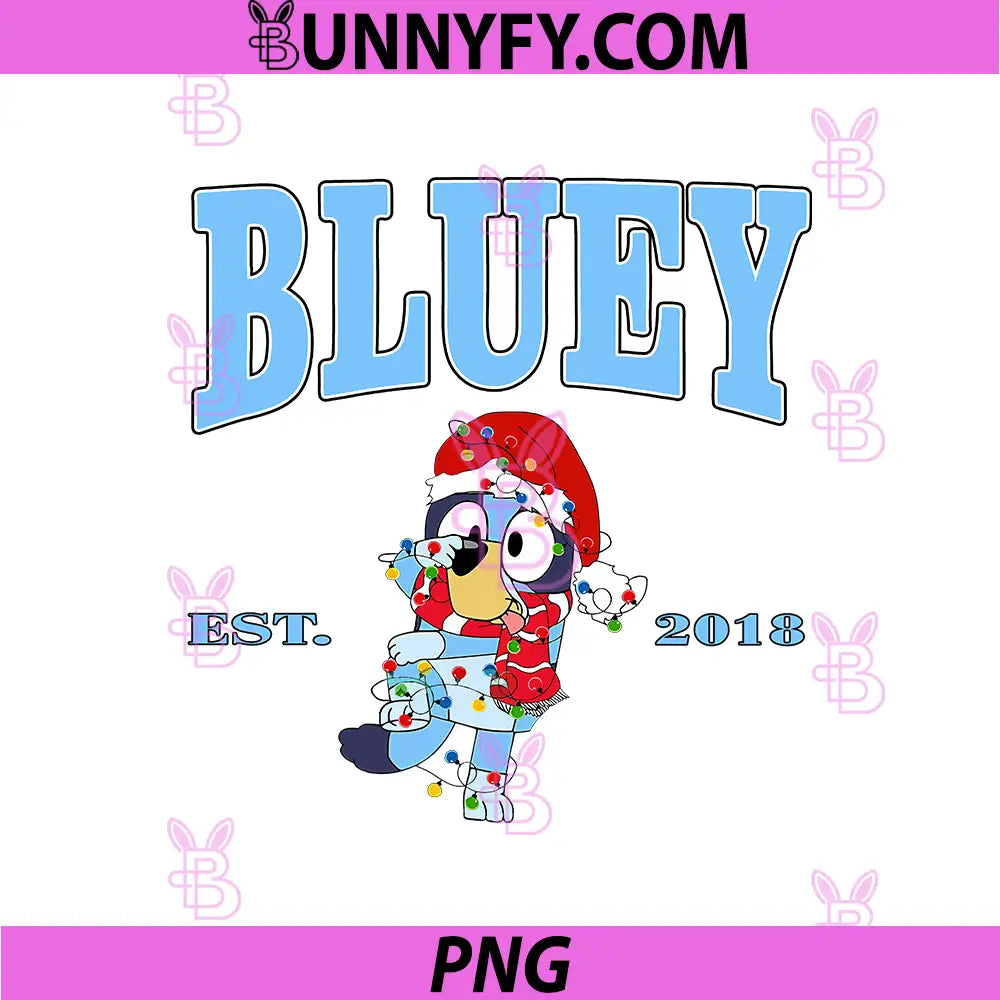 Bluey Est 2018 Christmas Design PNG, Bluey Holiday Cartoon Noel PNG
