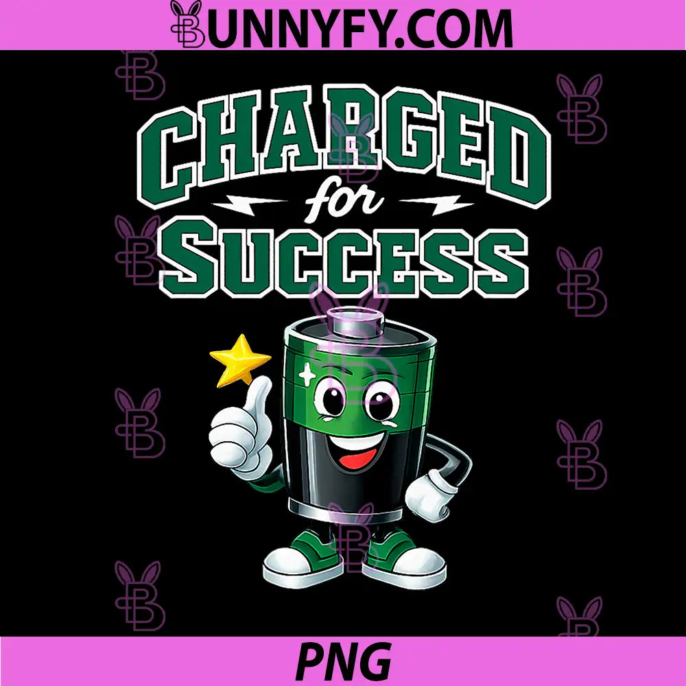 Charged for Success PNG, Electrician Humor Battery Thumbs Up PNG 