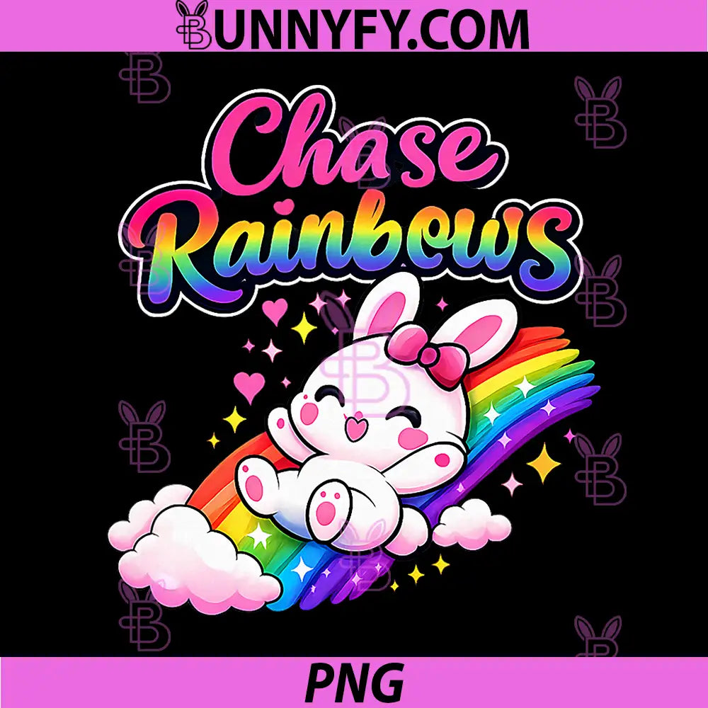 Chase Rainbows PNG, Kawaii Chibi Bunny Rainbow Slide PNG