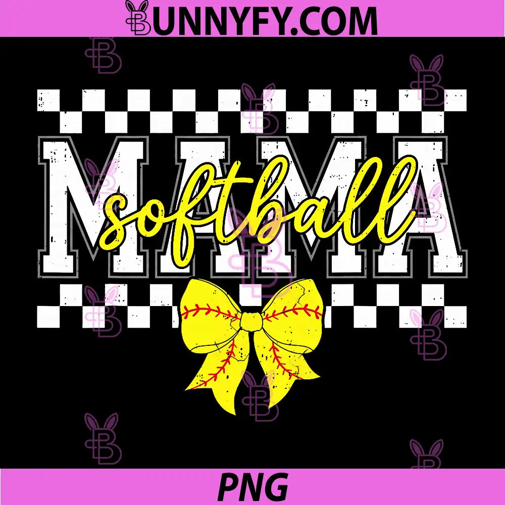 Checkered Softball Mama PNG, Cheer Mom Mothers Day Game Day PNG
