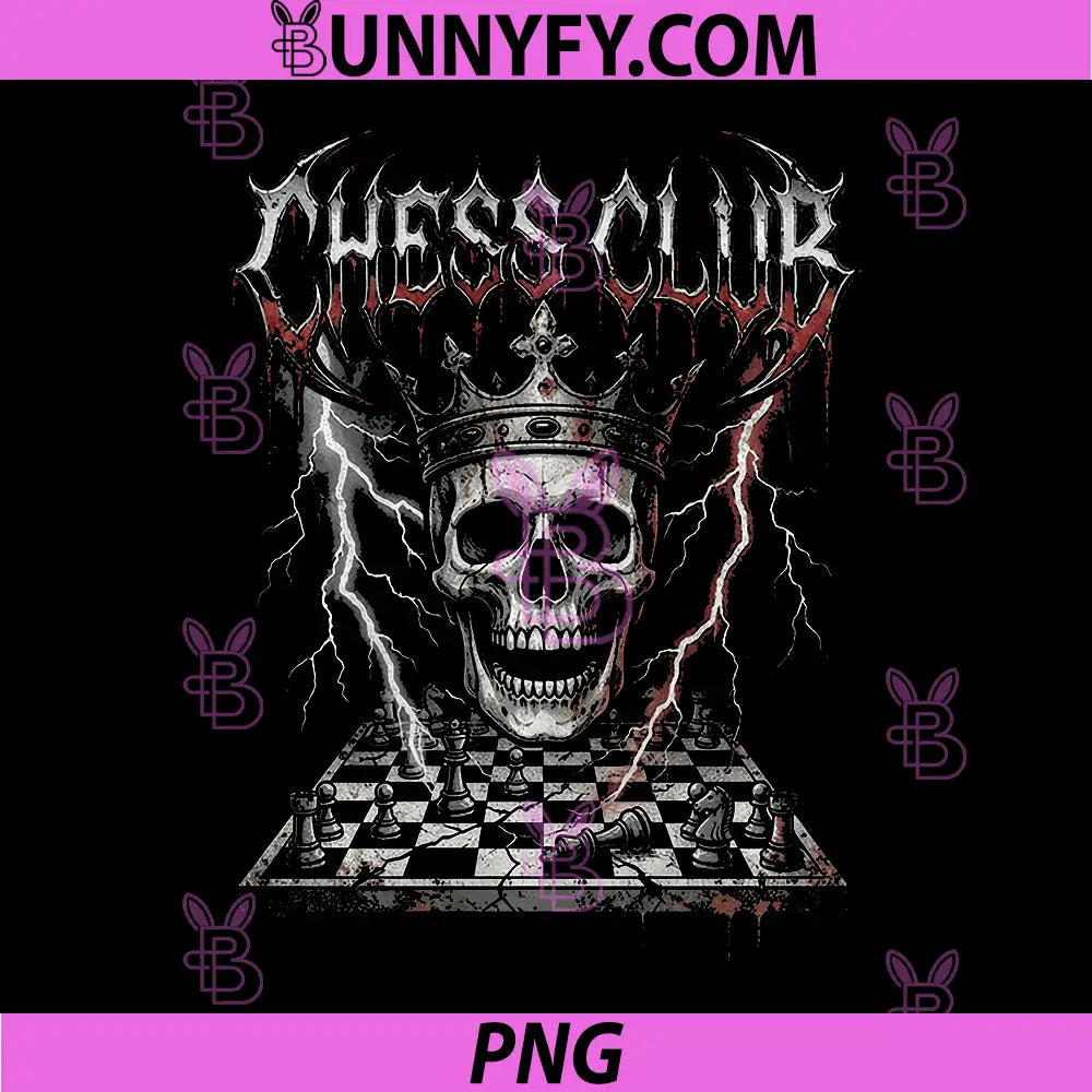 Chess Club Skull PNG, Crown Chessboard Lightning Player PNG