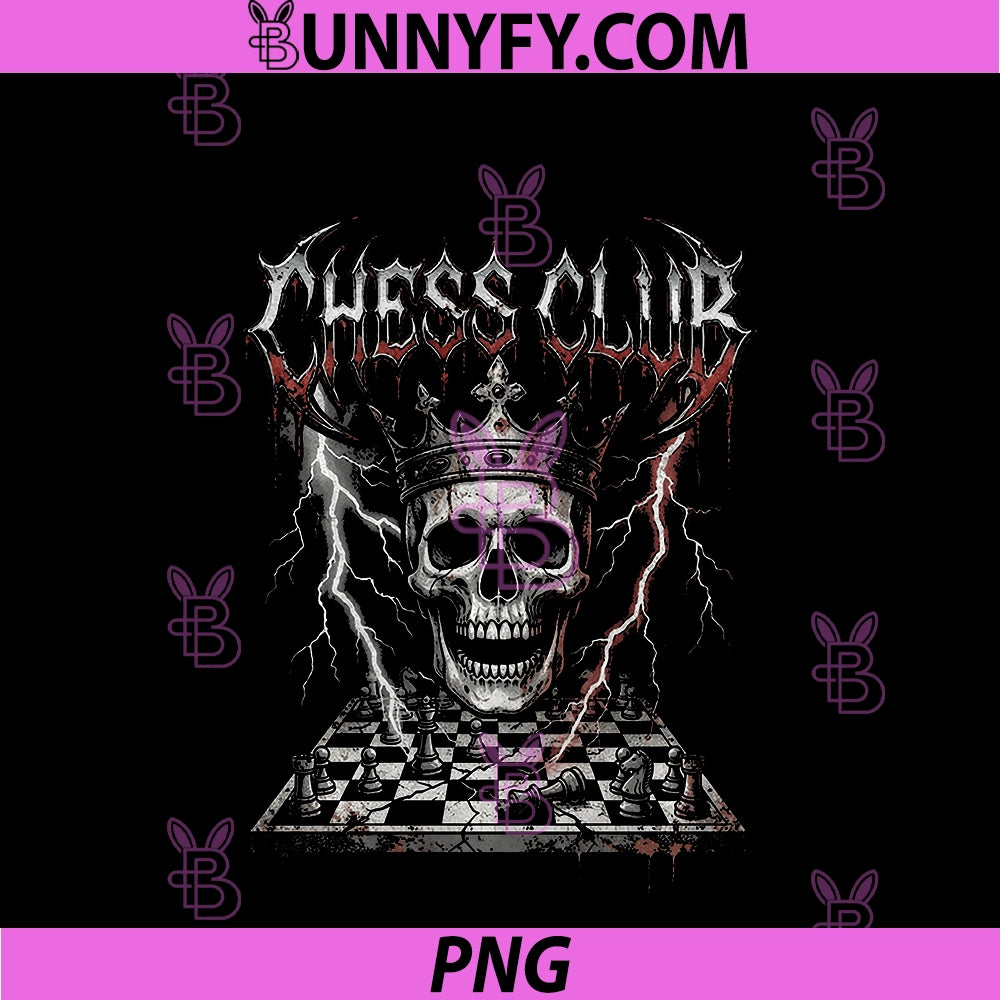 Chess Club Skull Crown PNG, Chessboard Lightning Player PNG
