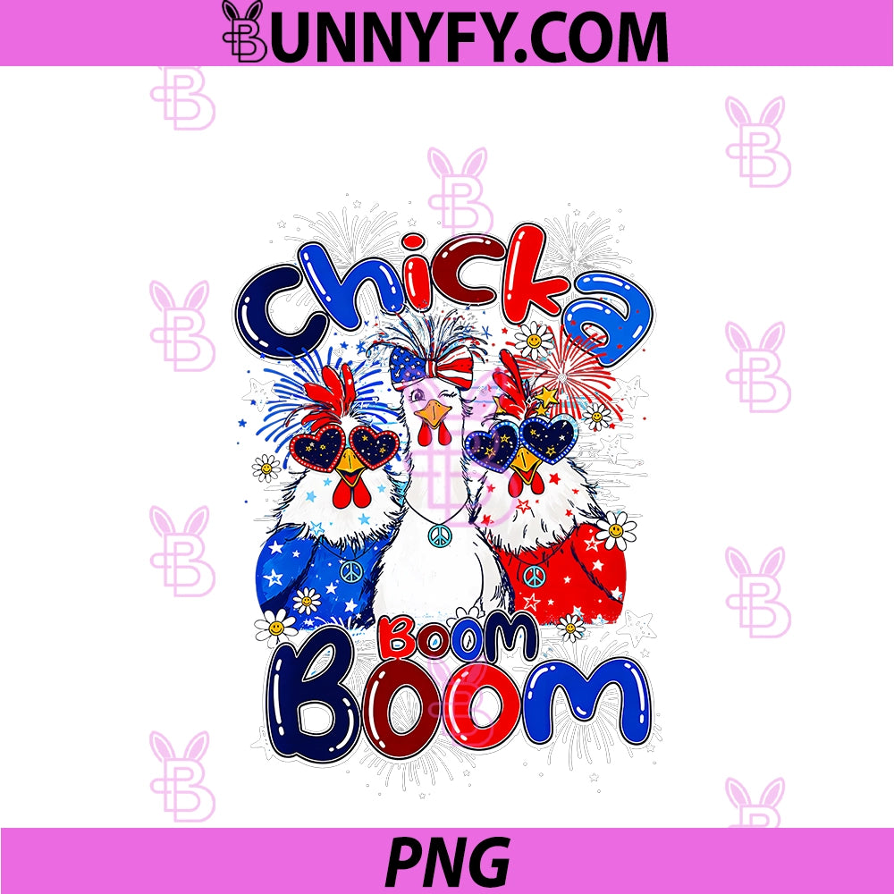 Chicka Boom Boom PNG, Funny Chicken Patriotic 4th Of July PNG