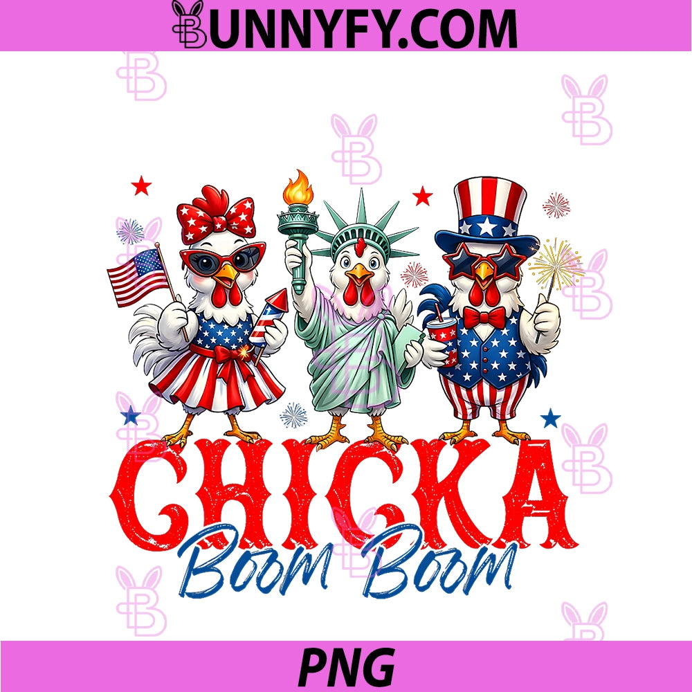 Chicka Boom Boom PNG, Funny Chicken Patriotic 4th Of July PNG