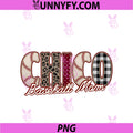 Chico Baseball Mom Checkered Pattern Tee PNG, Woman's Game Day PNG