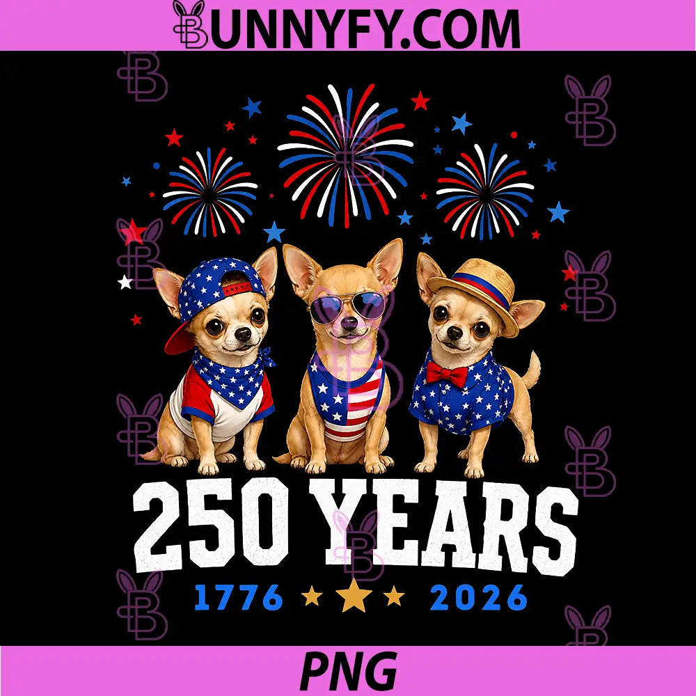 Chihuahua 250 Anniversary USA PNG, 250th Chihuahua 4th of July PNG