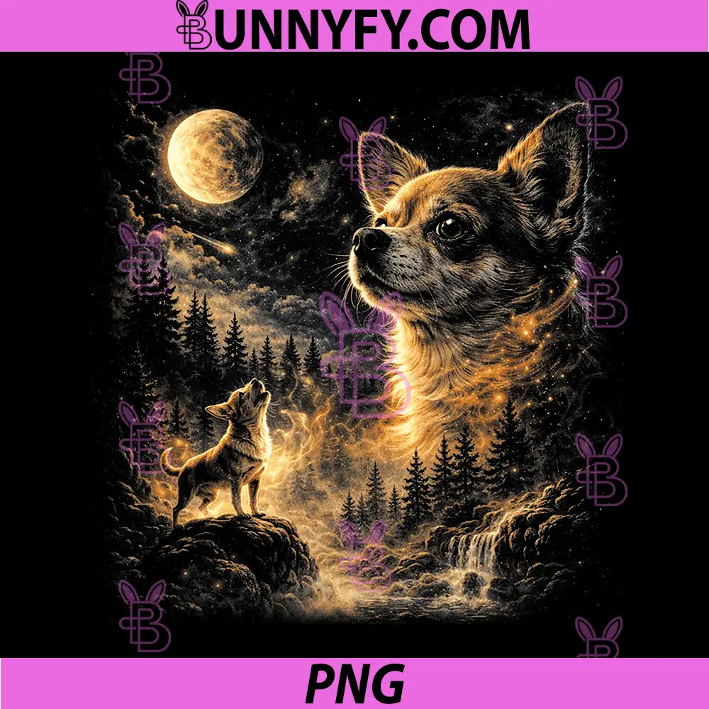 Chihuahua Howling to The Moon PNG, Vintage 90s Retro Animal PNG