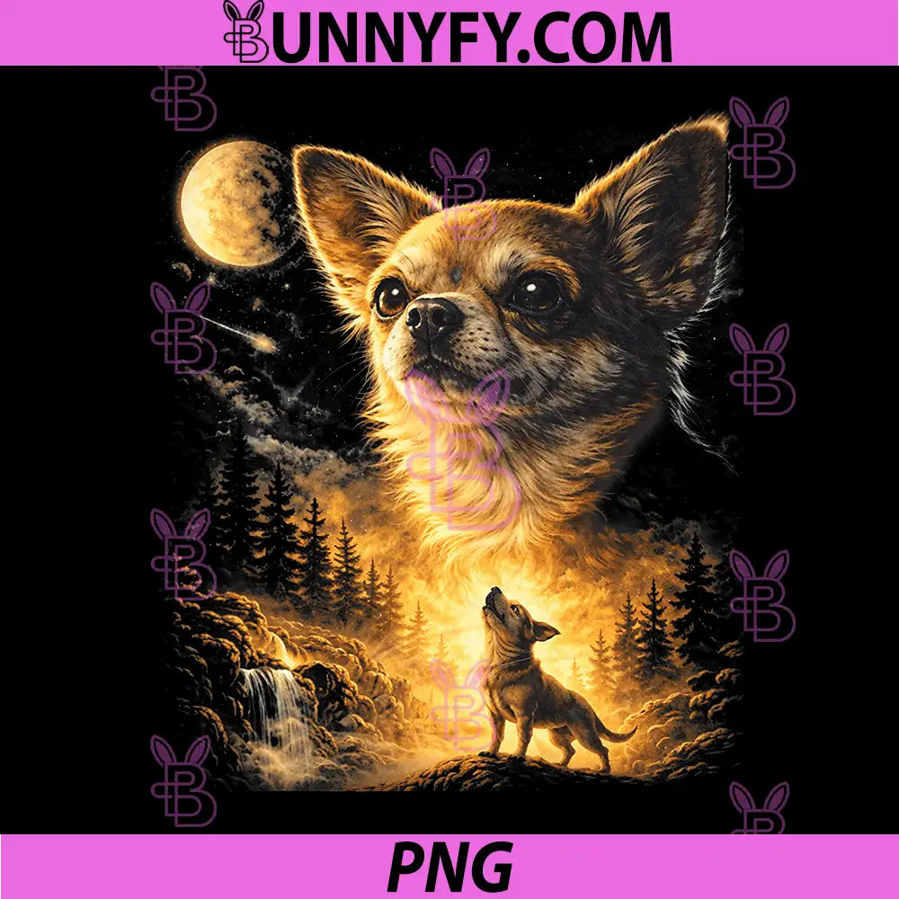Chihuahua Howling to The Moon PNG, Vintage Funny Chihuahua Dog PNG