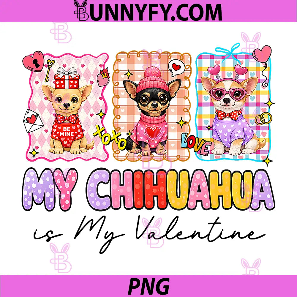 Chihuahua is My Valentine PNG, Coquette Heart Retro Dog Love Cute PNG
