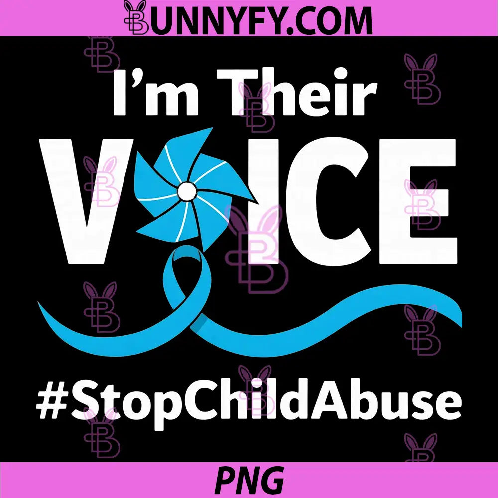Im Their Voice Child Abuse Awareness PNG, StopChildAbuse Blue Ribbon Support PNG