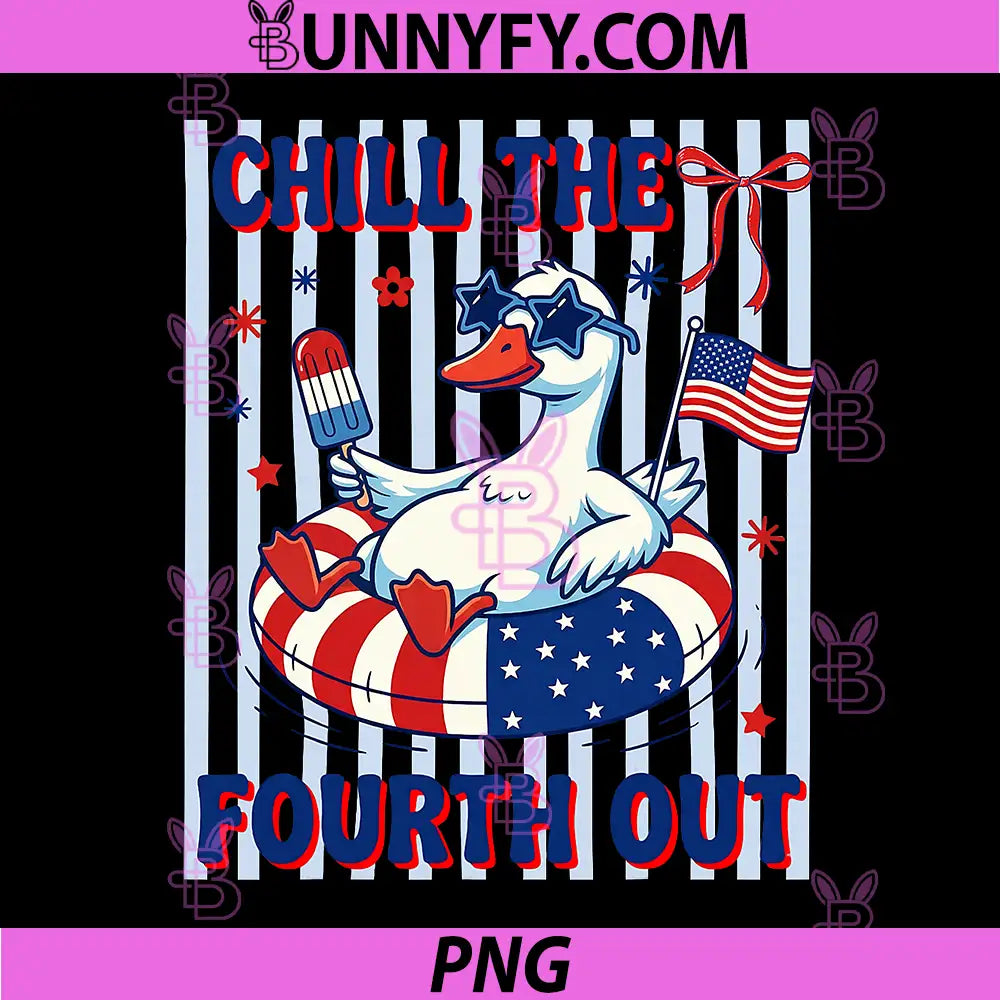 Chill the Fourth Out PNG, Funny Goose 4th of July Striped PNG