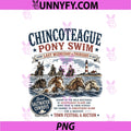 Chincoteague Pony Swim PNG, Vintage Wild Mustangs PNG